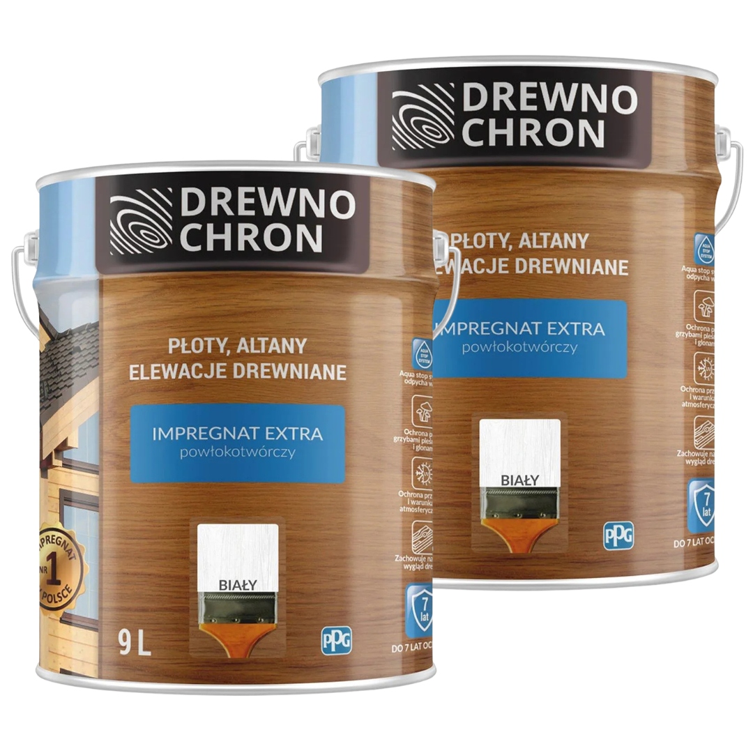 Drewnochron Impregnácia Extra 18 L Biela Sada 2X9 L Ochranná Impregnácia