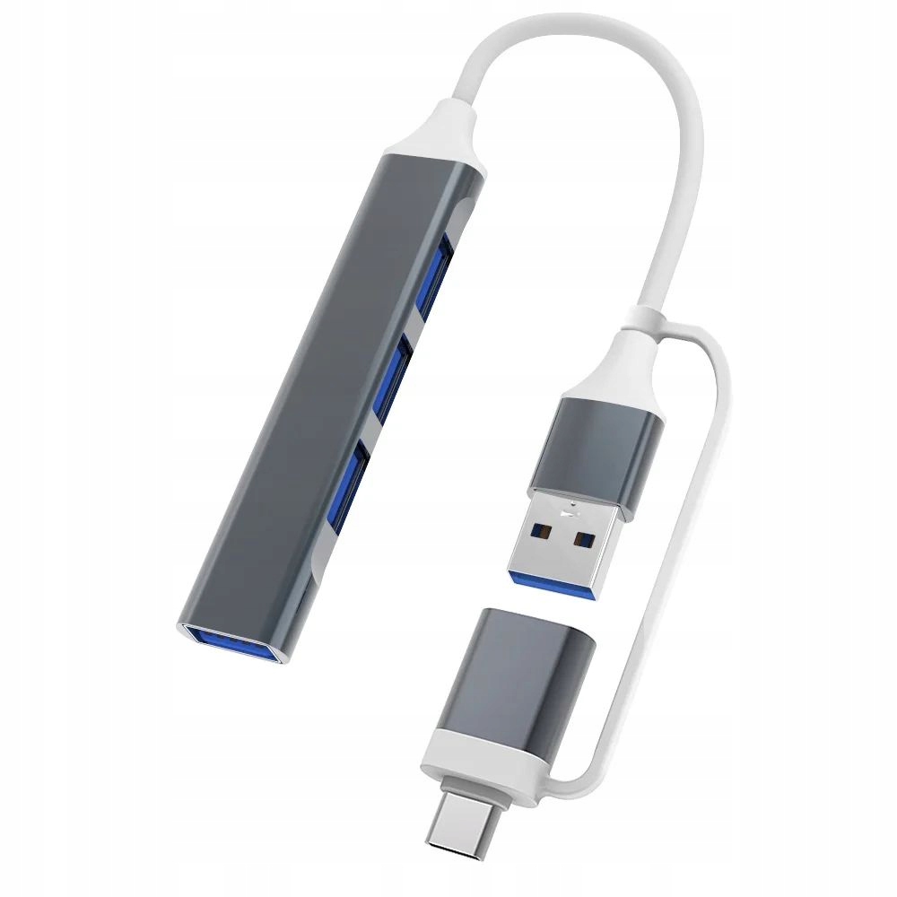 Usb Rozbočovač 3 Hliníkový Hub – 4 Usb Porty S Adaptérem Pro Usb-c