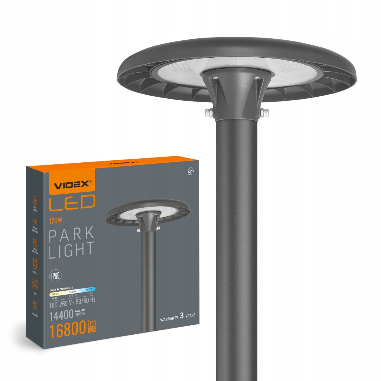 Lampa Uliczna Ogrodowa Okrągła Led Videx SLP01 IP65 120W 16800Lm 220V