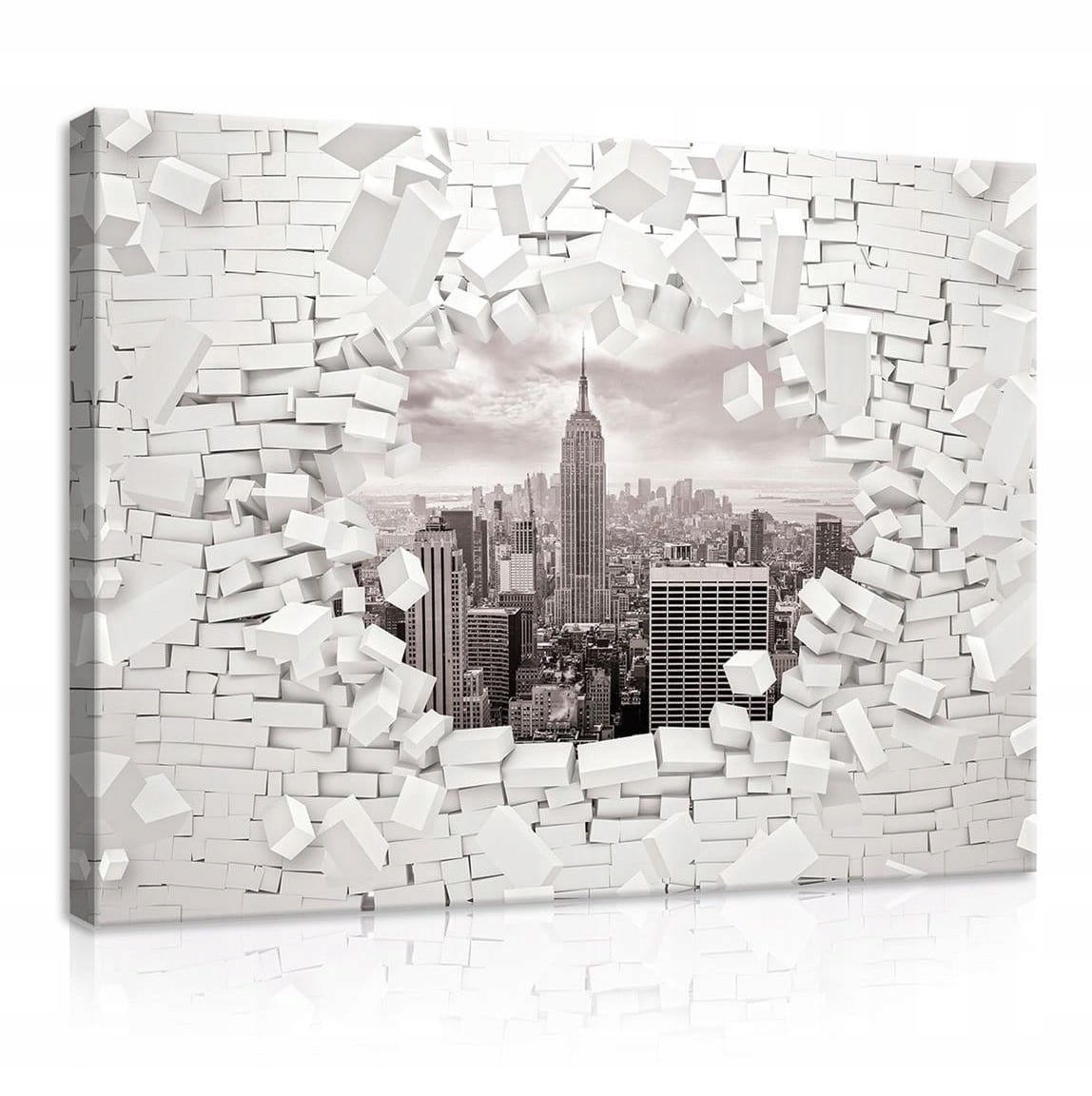 Obraz 100x75 Proražení stěny městská krajina New York destrukce iluze 3D