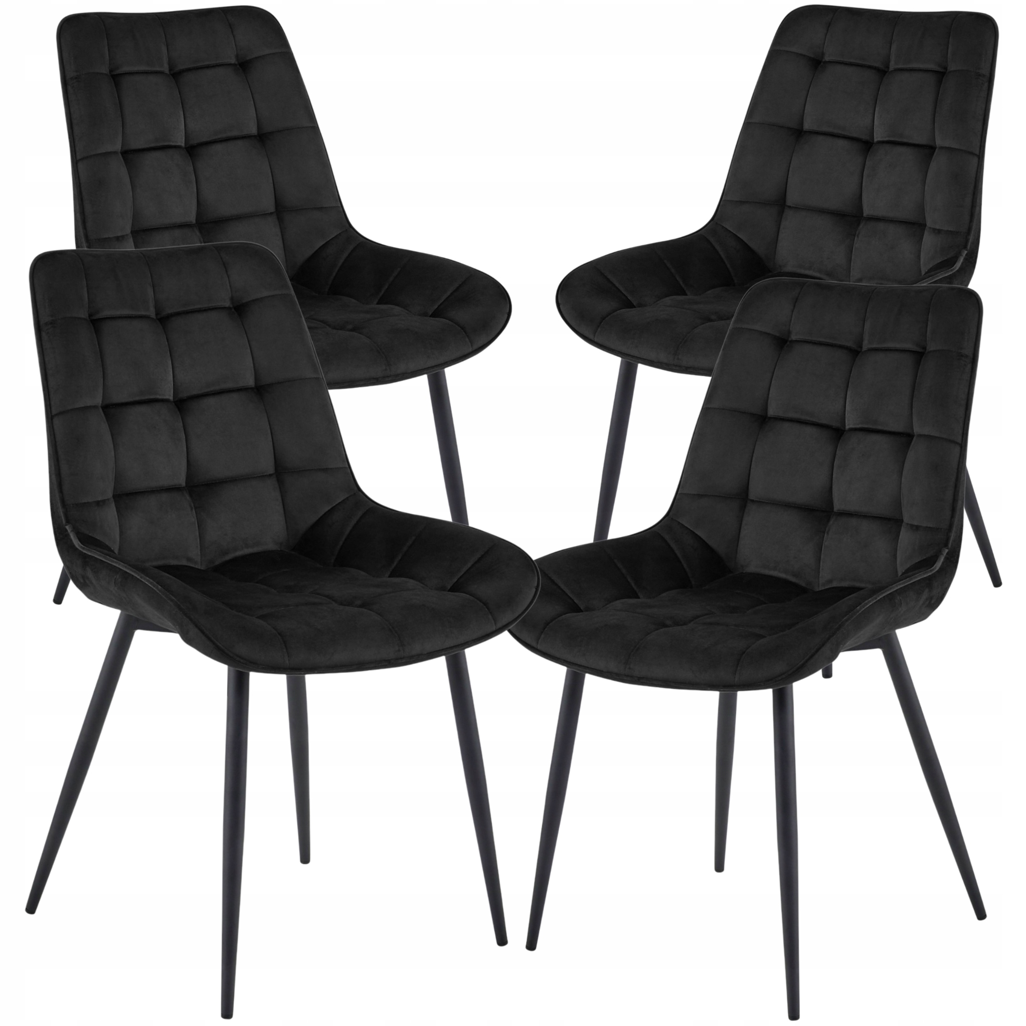 4x Čalouněné křeslo Černé Glamour Pohodlné kelímkové židle Velurové
