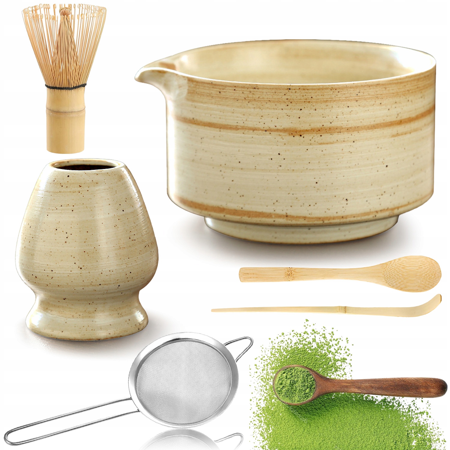 Levně Dárková Sada Na Čaj Matcha Částečný Mixér Matcha 6EL.