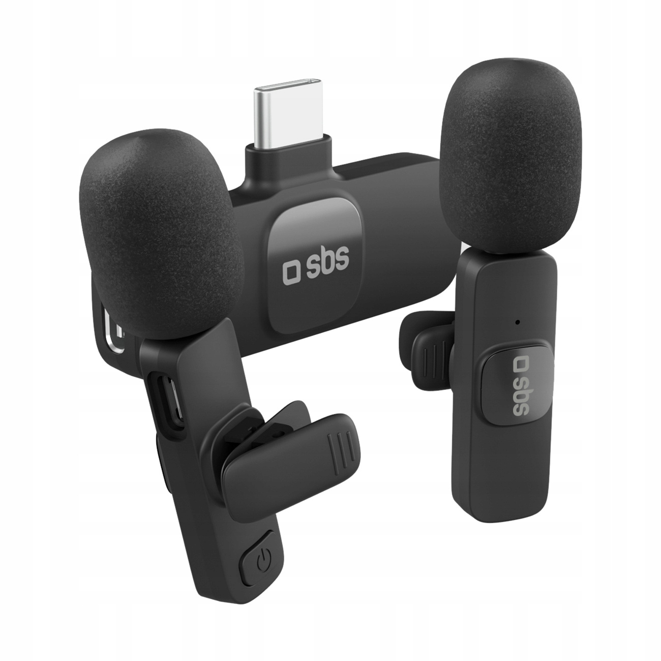 Bezdrátové kravatové mikrofony s Usb-c přijímačem, černé 2ks