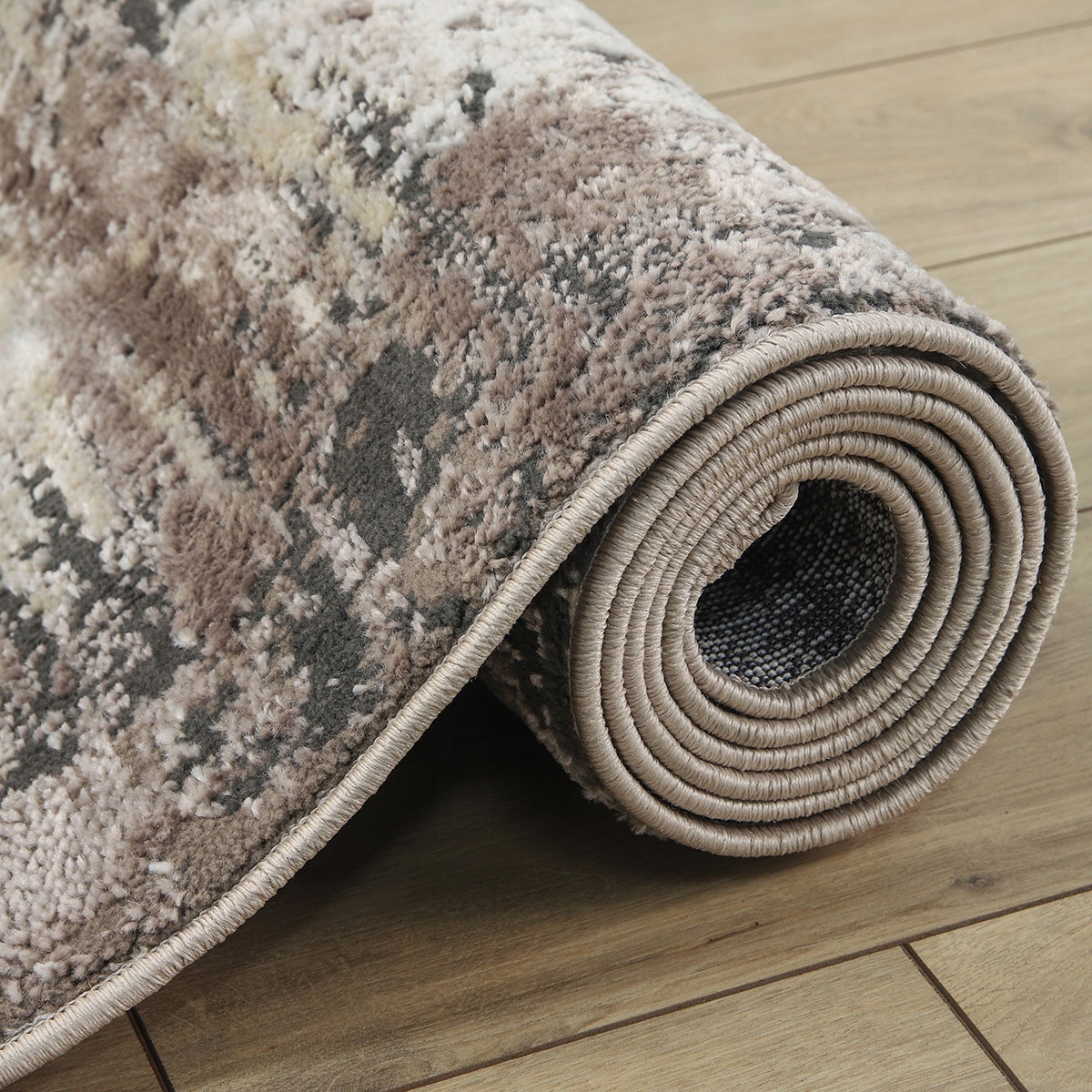 MIĘKKI DYWAN LAILA 2498c DO PRZEDPOKOJU BRĄZOWY SZARY GRUBY LOFT 120x170cm Kod producenta 2498A d.beige coken/d.beige