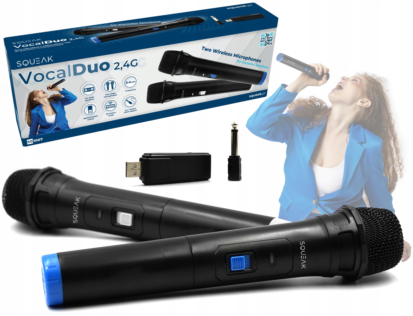 Zestaw do karaoke Mikrofony bezprzewodowe Squeak VocalDuo 2szt-uki Mikrofon
