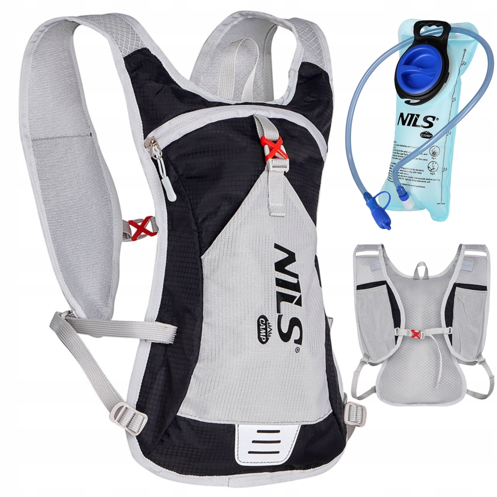 Plecak Rowerowy Turystyczny Trekkingowy Czarny 10L Bukłak 2L Nils