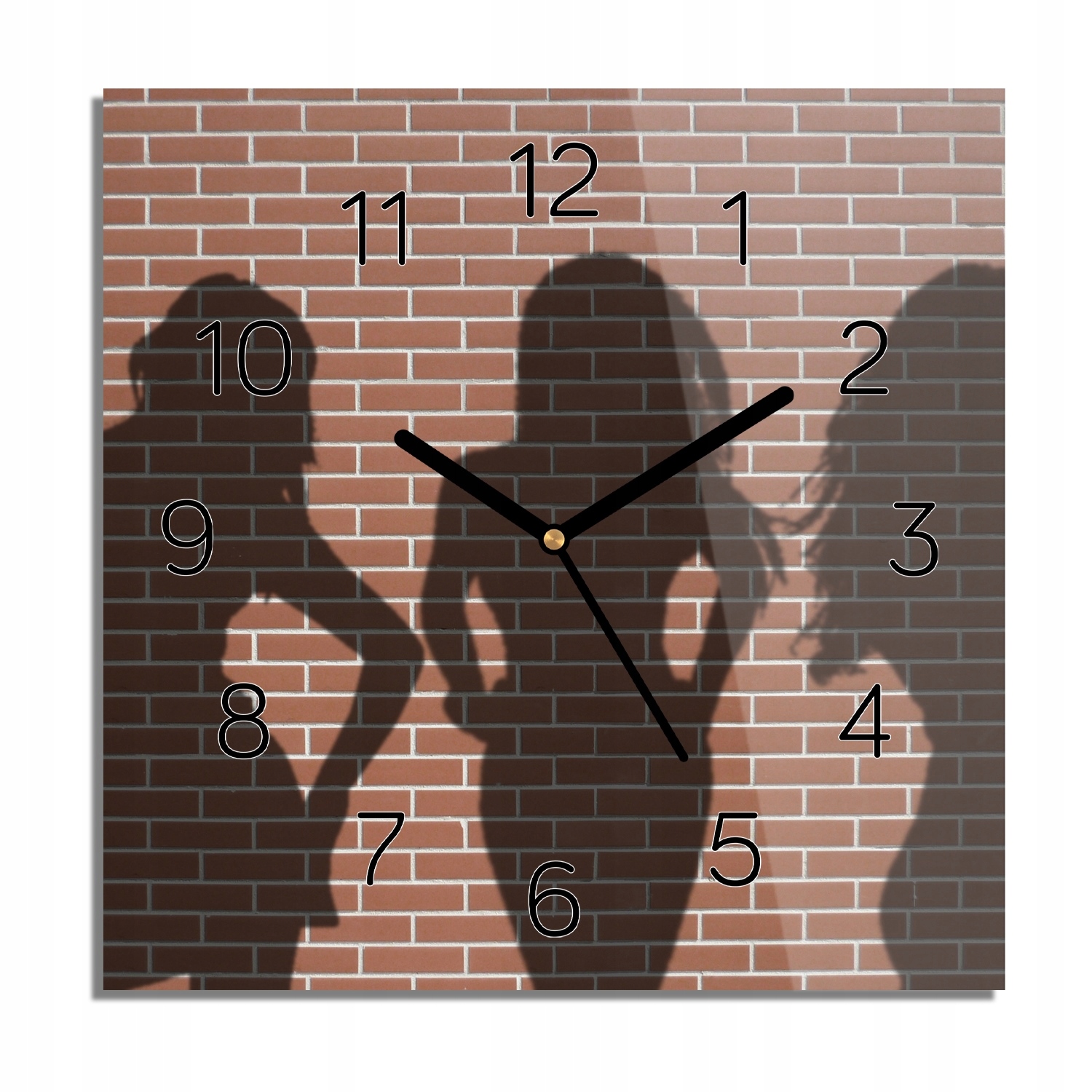 

Cegła mur kobiety zegar szklany czarne cyfry 30x30