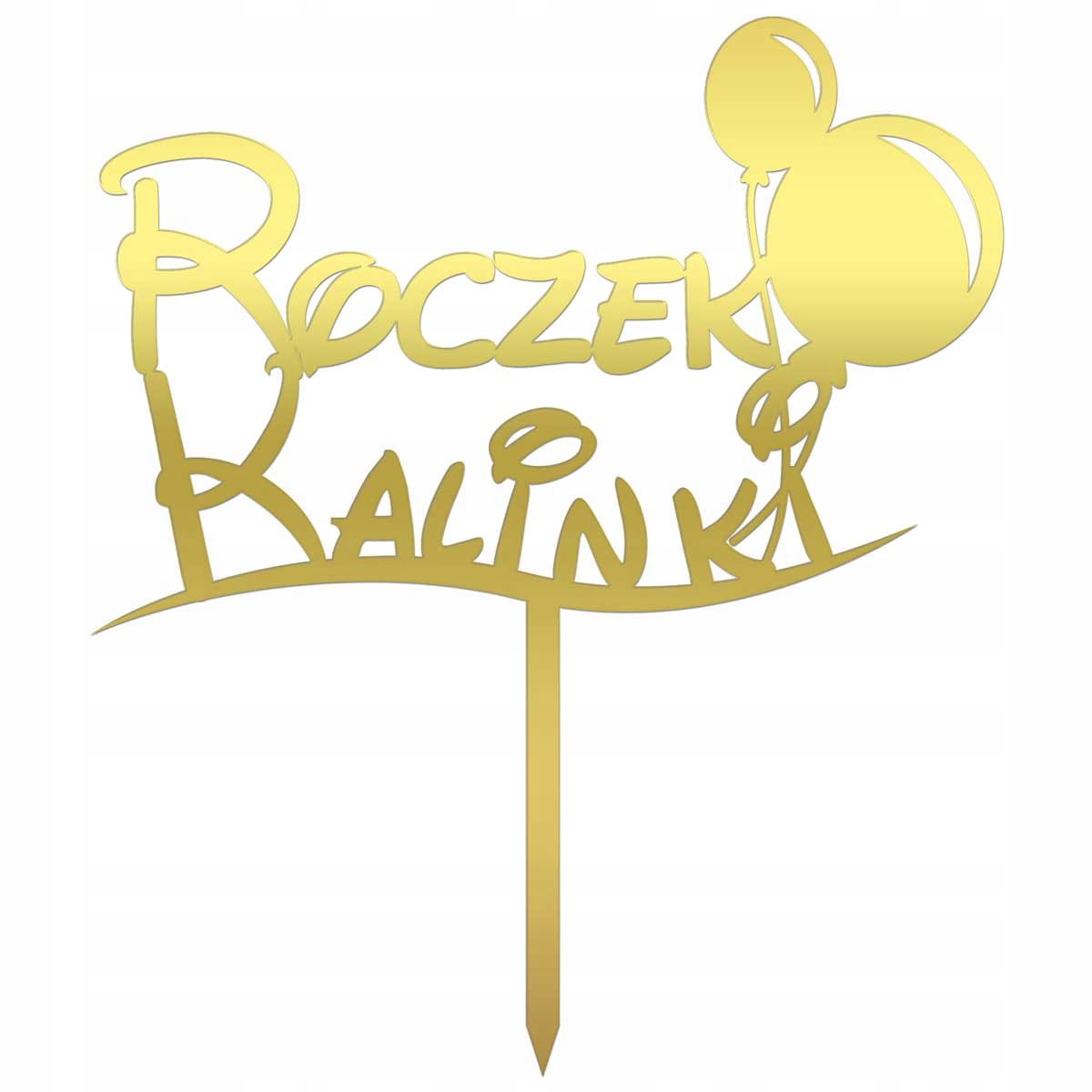DEKORACJA NA TORT TOPPER NAPIS ROCZEK IMIĘ ZŁOTY Motyw personalizowany