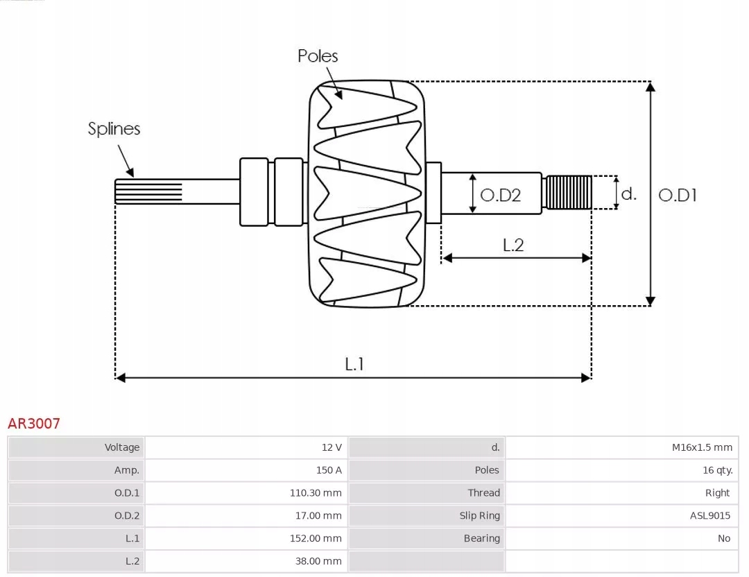 AST AR3007 WIRNIK ALTERNATORA / VALEO -> SZT AUTO Stan opakowania oryginalne