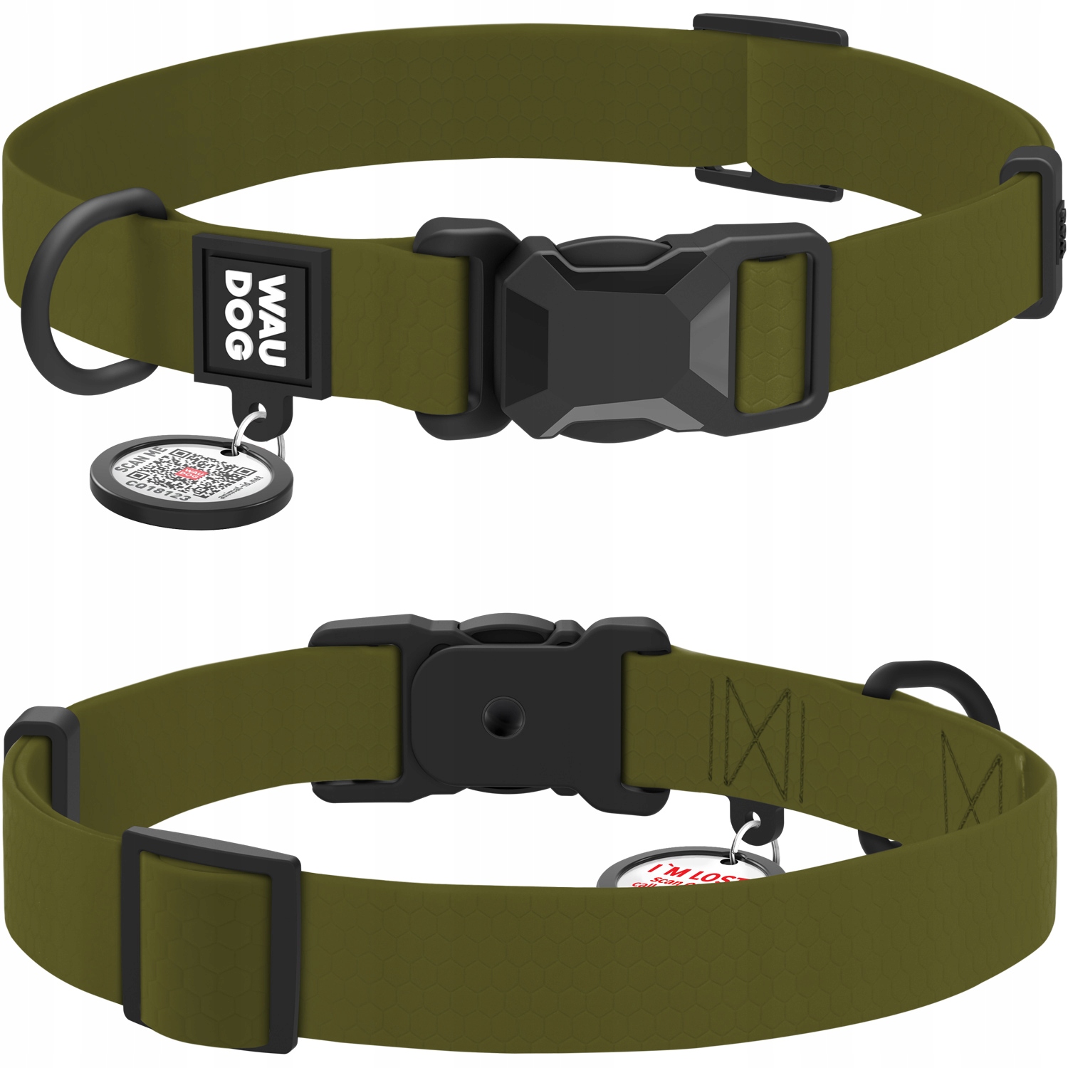 Levně Voděodolná obojek pro psa, magnetická fastexová spona, khaki, velikost XL