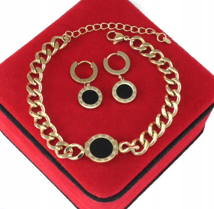 

Komplet Złoty Chain Ring Stal Chirurgiczna 316L