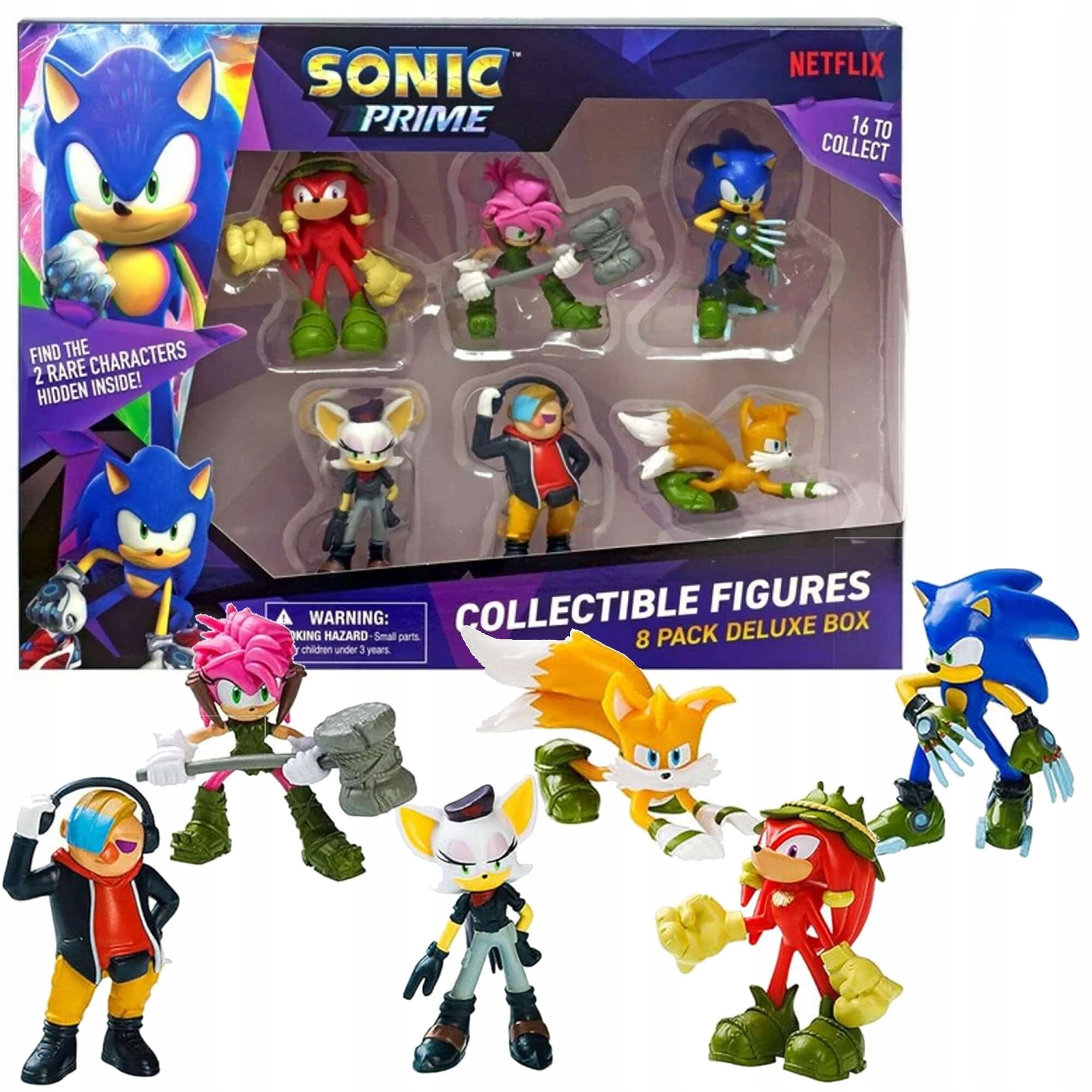 SONIC PRIME ZESTAW 8 FIGUREK SONIC PMI 4-8 CM FIGURKI 6 + 2 NIESPODZINKI
