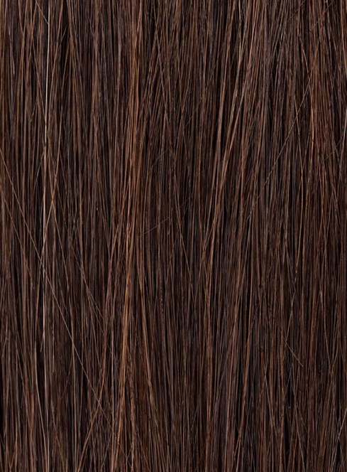 Přírodní paruka s ofinou, nástavec na vlasy 4 Čokoládově hnědá 35 cm