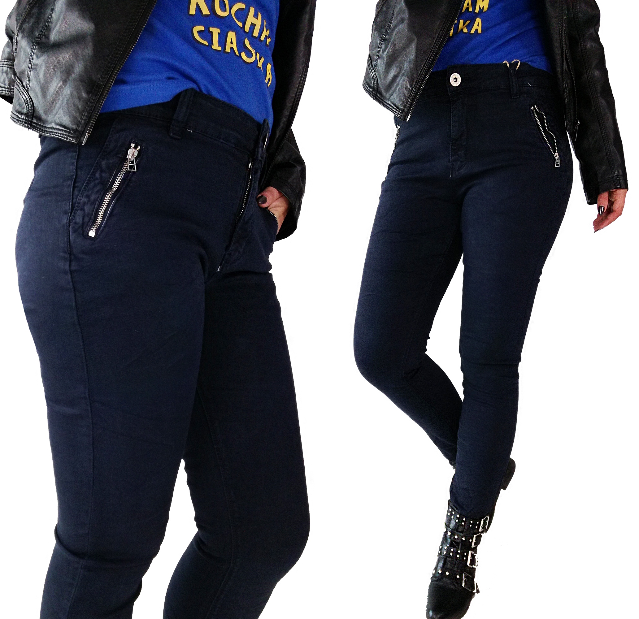

Miękkie Wygodne Jeansy Suwaki 42 XL Navy