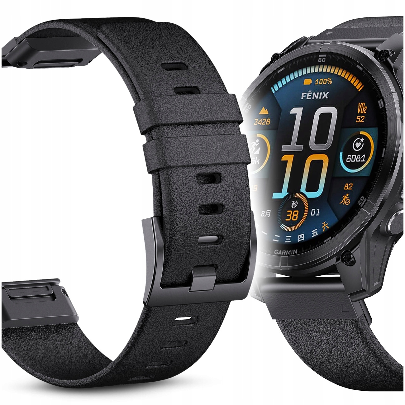 Kožený Řemínek pro Garmin Fenix 3 5X 6X 7X 8 51 mm Pro Solar Tactix Descent