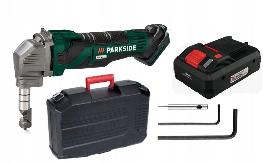 Nożyce do blachy Parkside PMKA 20-Li A1 + Akumulator PAP 20V 2 Ah Walizka