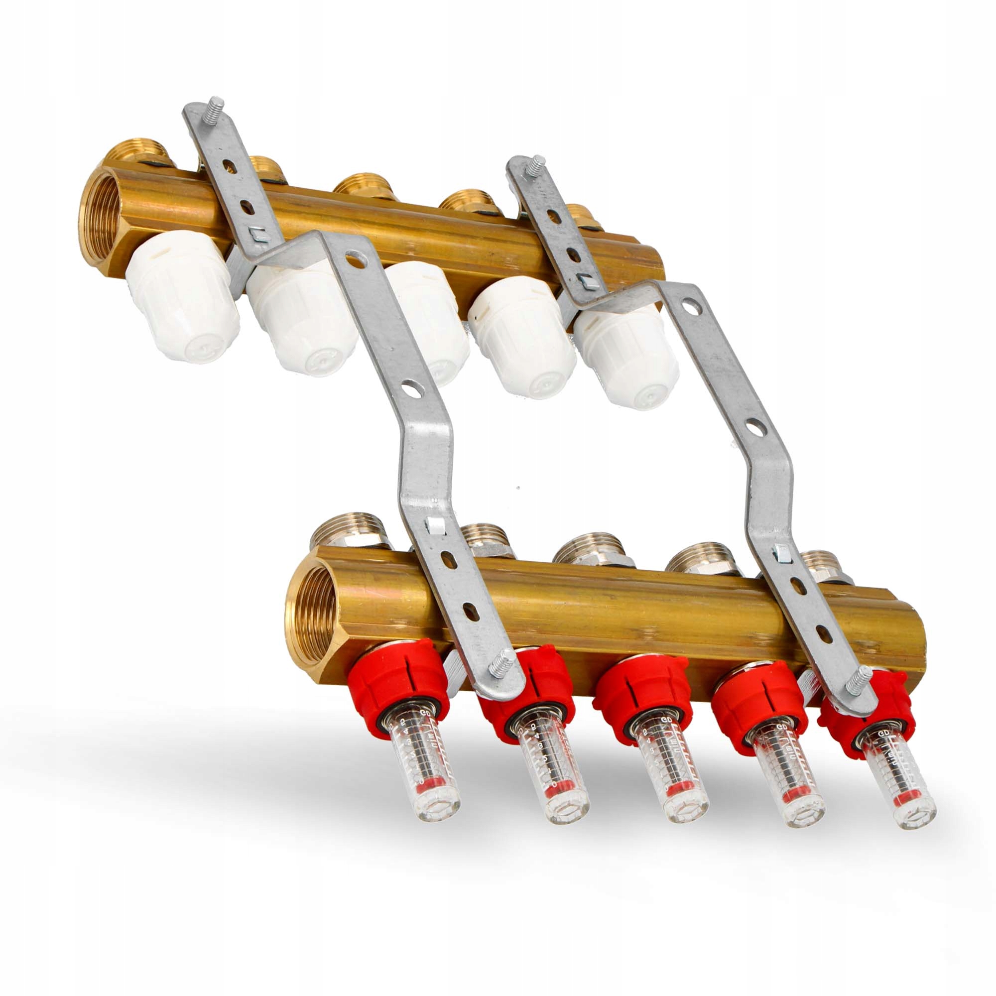 Rozdzielacz PODŁOGÓWKI CO Ogrzewania Podłogowego 5 OBWODÓW Sekcje ROTAMETRY Liczba obwodów 5
