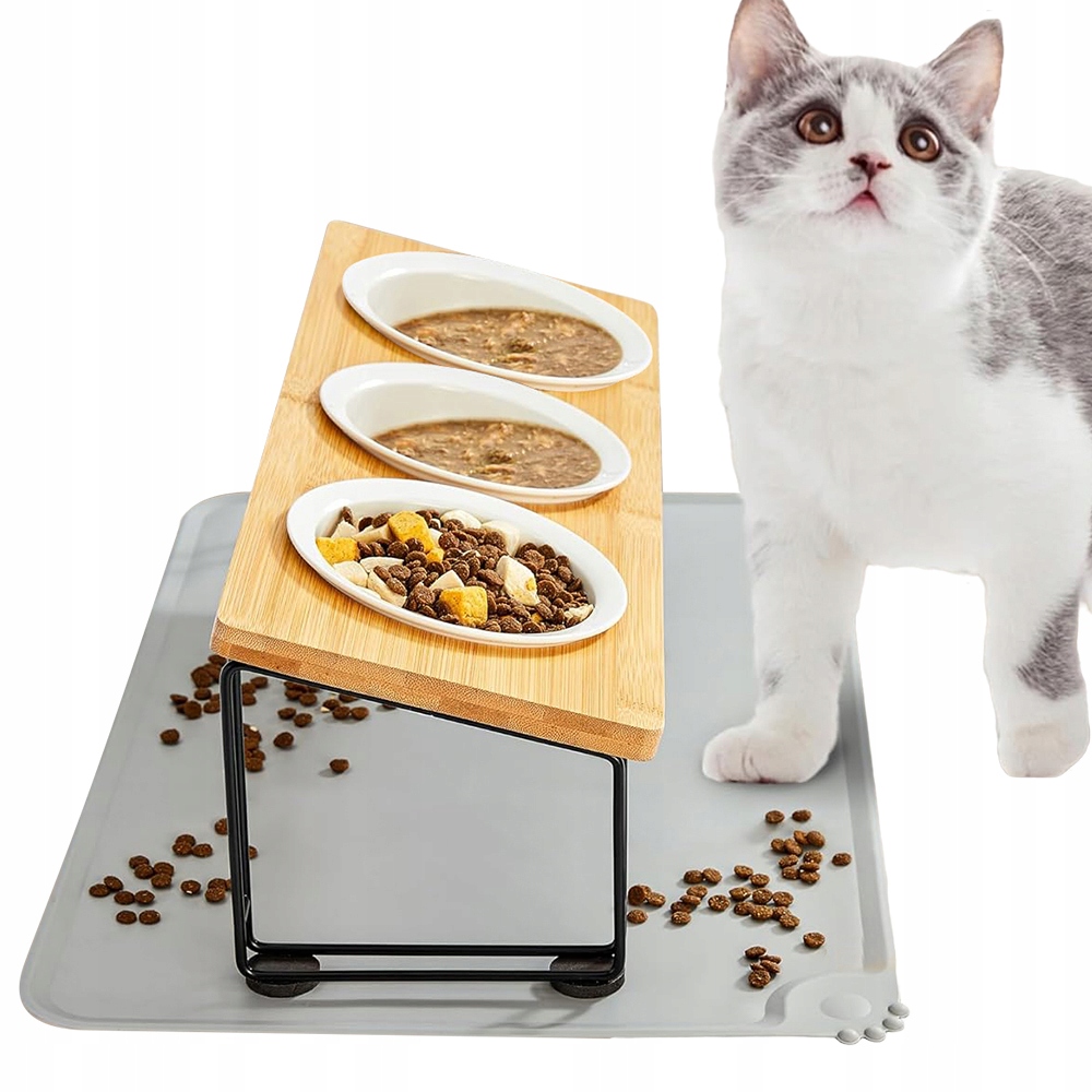 Levně Miska Pro Psa Kočku 15 Stupňů Sada 3 Keramických Misky Vysoká Kvalita