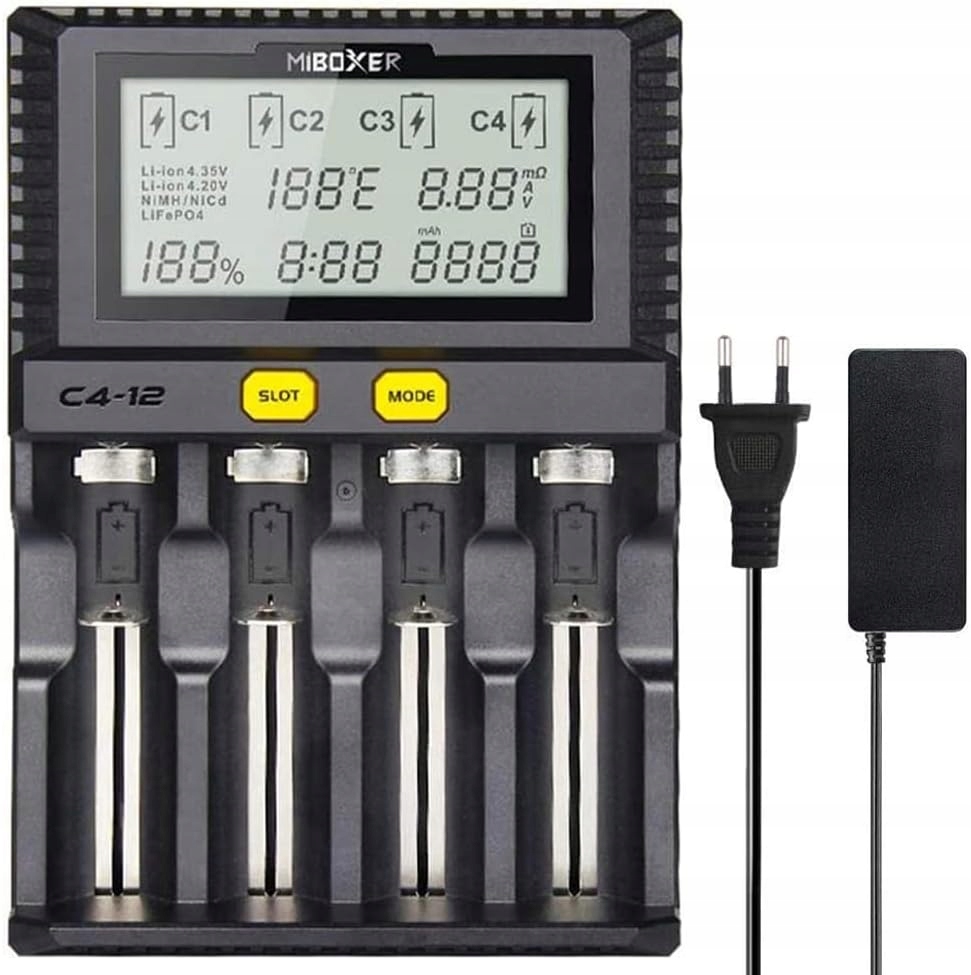 Nabíječka baterií MiBOXER Aa Aaaa 18650 18700 13450 13500 LCD