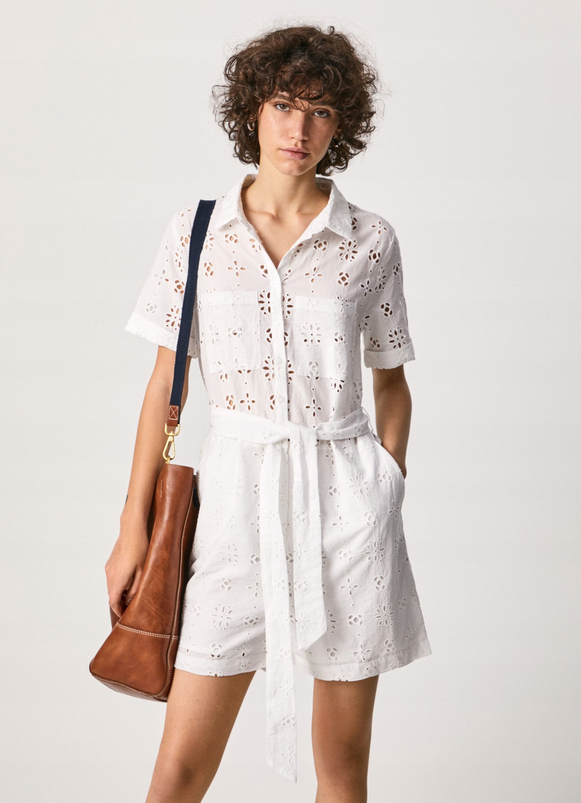 Pepe Jeans Bílý Ažurový Kombinéz Pásek (s)