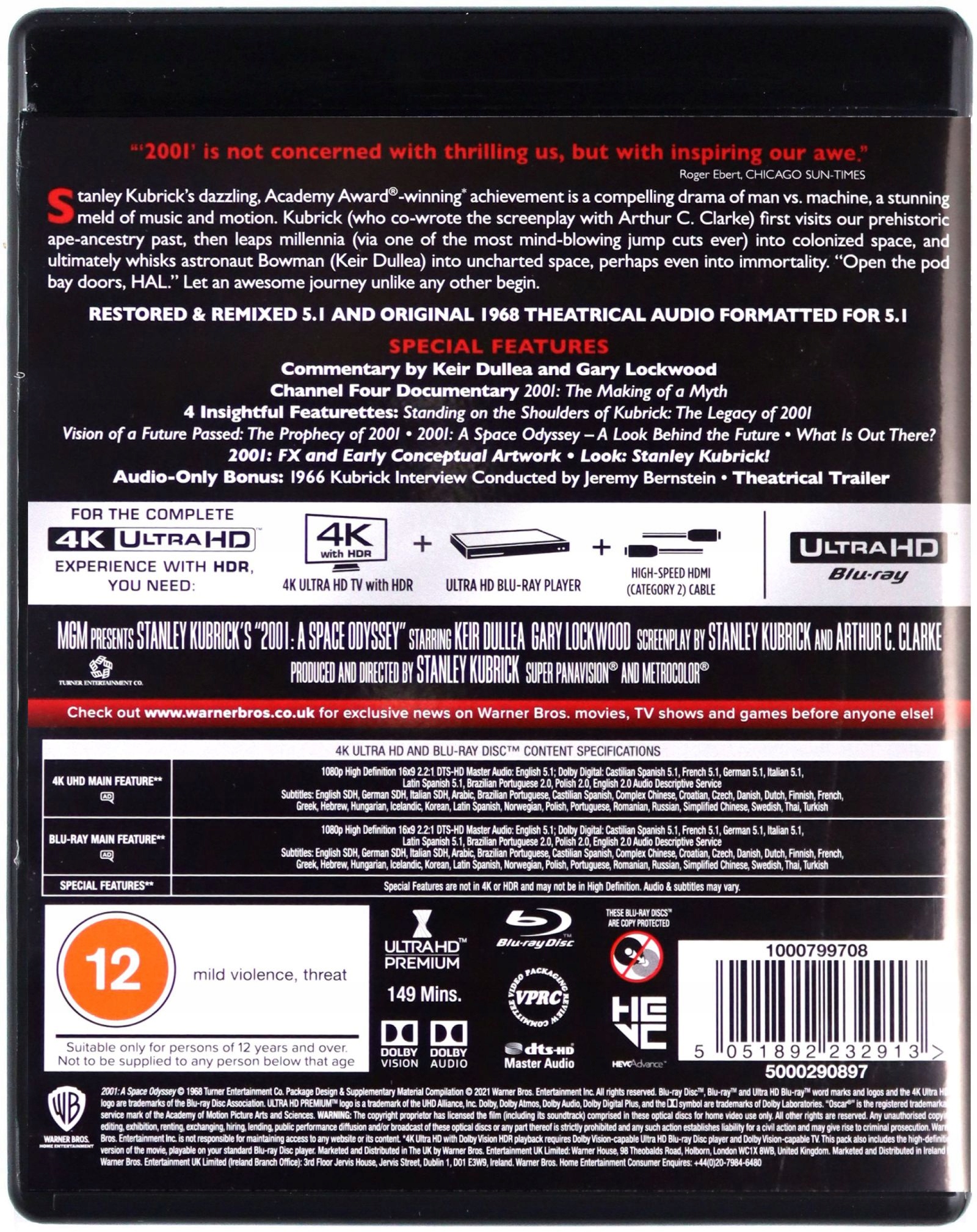 2001: ODYSEJA KOSMICZNA [BLU-RAY 4K]+[BLU-RAY] Stan opakowania oryginalne