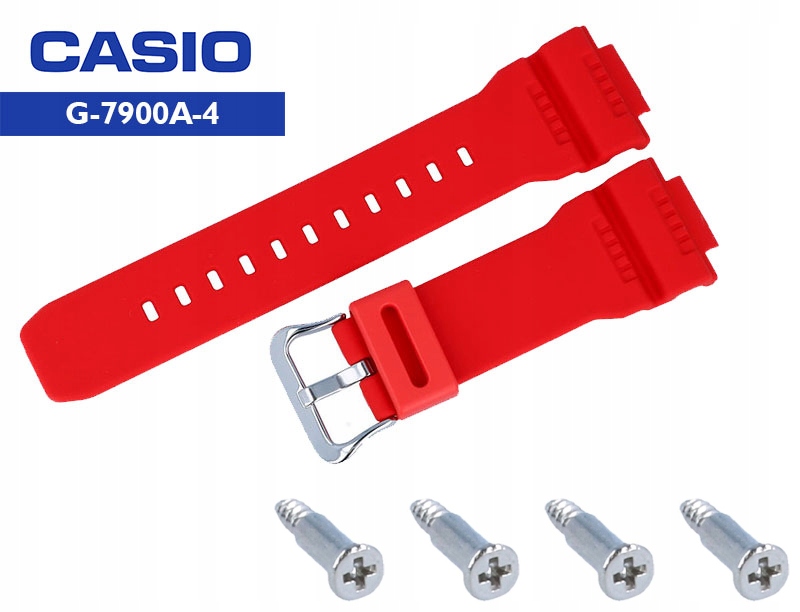 Set Pásek Casio G-7900A-4 (10332099) červený a šrouby 4 kusy