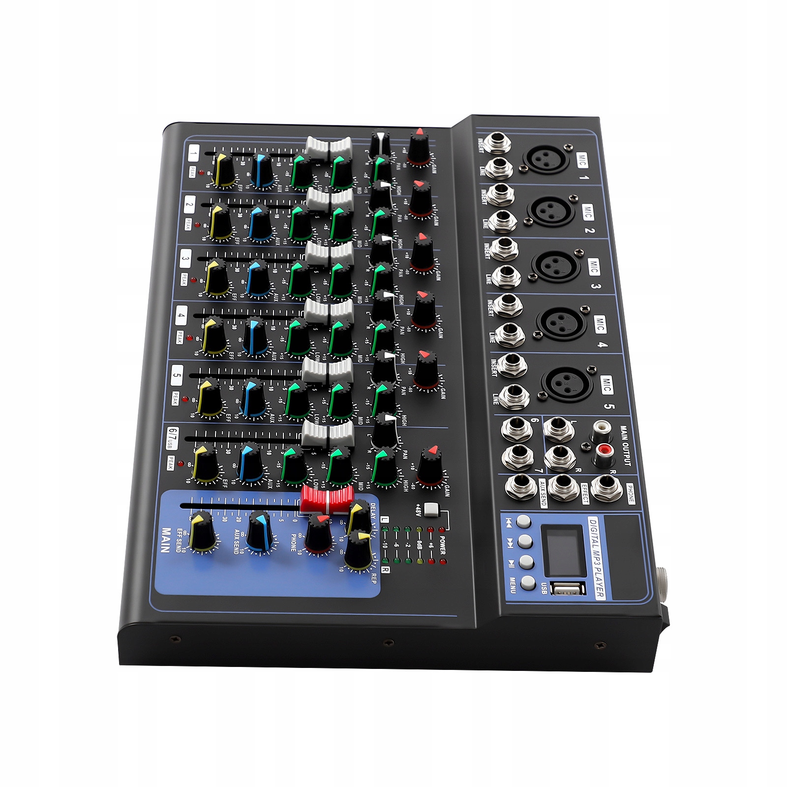 7KANÁLOVÝ Audio Mixér Profesionální Dj Audio Mixér