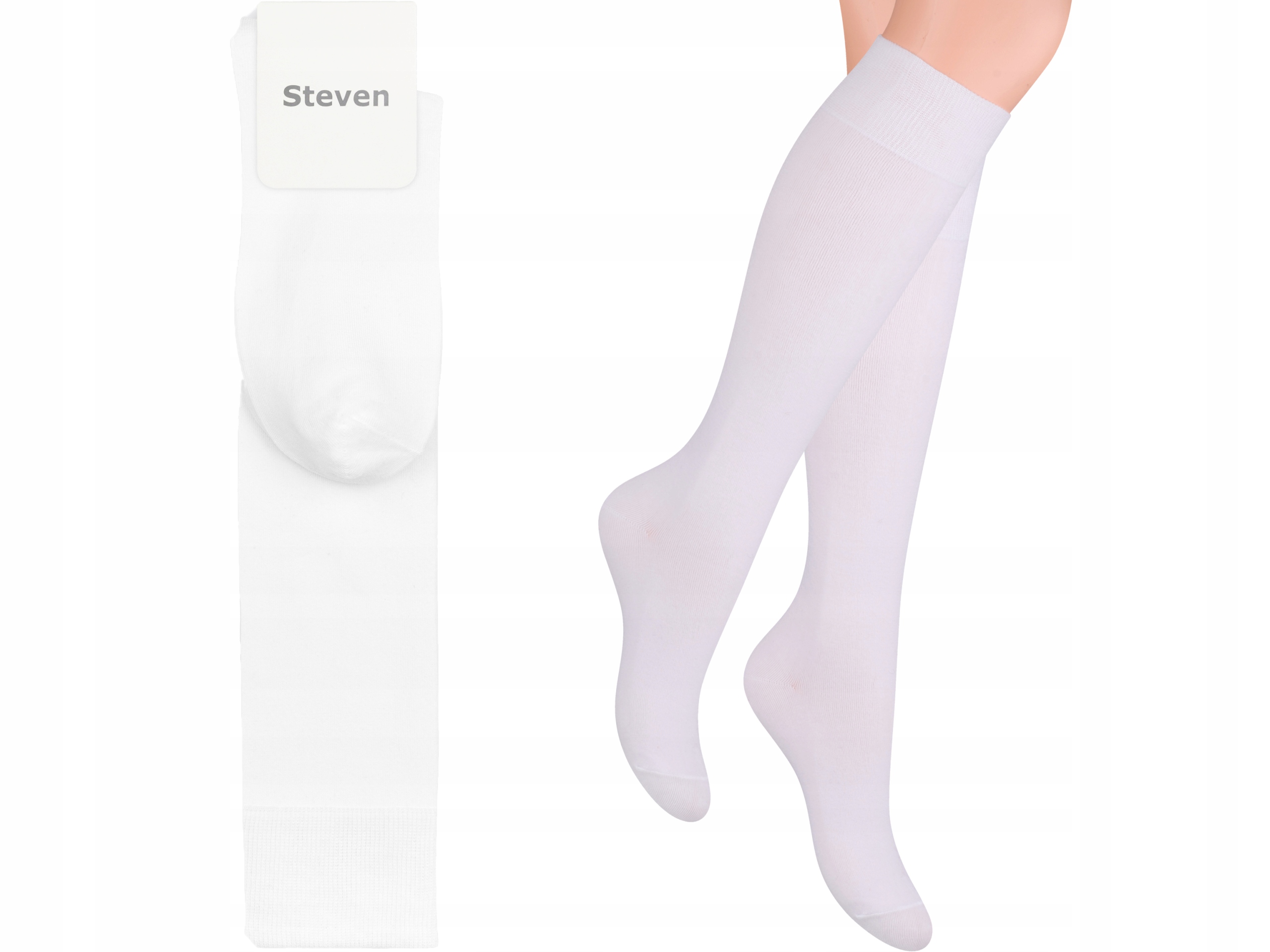 

Steven 072 Podkolanówki Damskie Białe 38-40