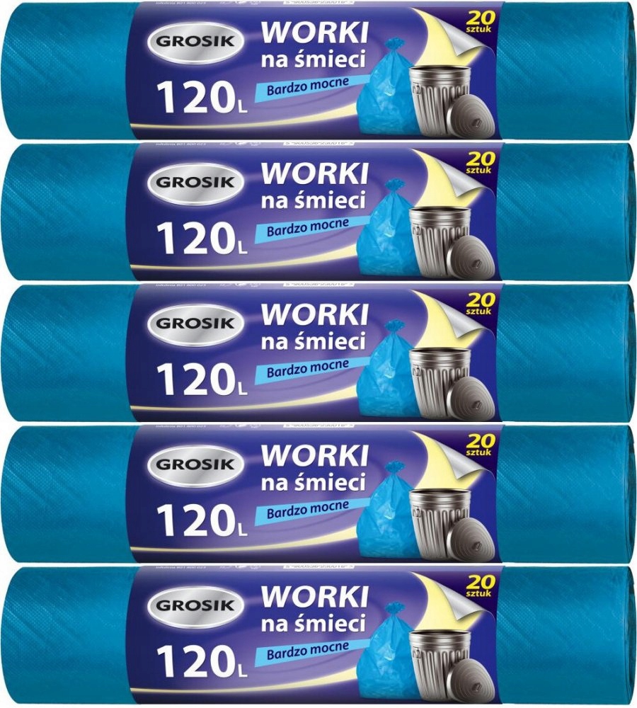

Grosik Worki Śmieci 120L 20SZT Mocne Niebieskie x4
