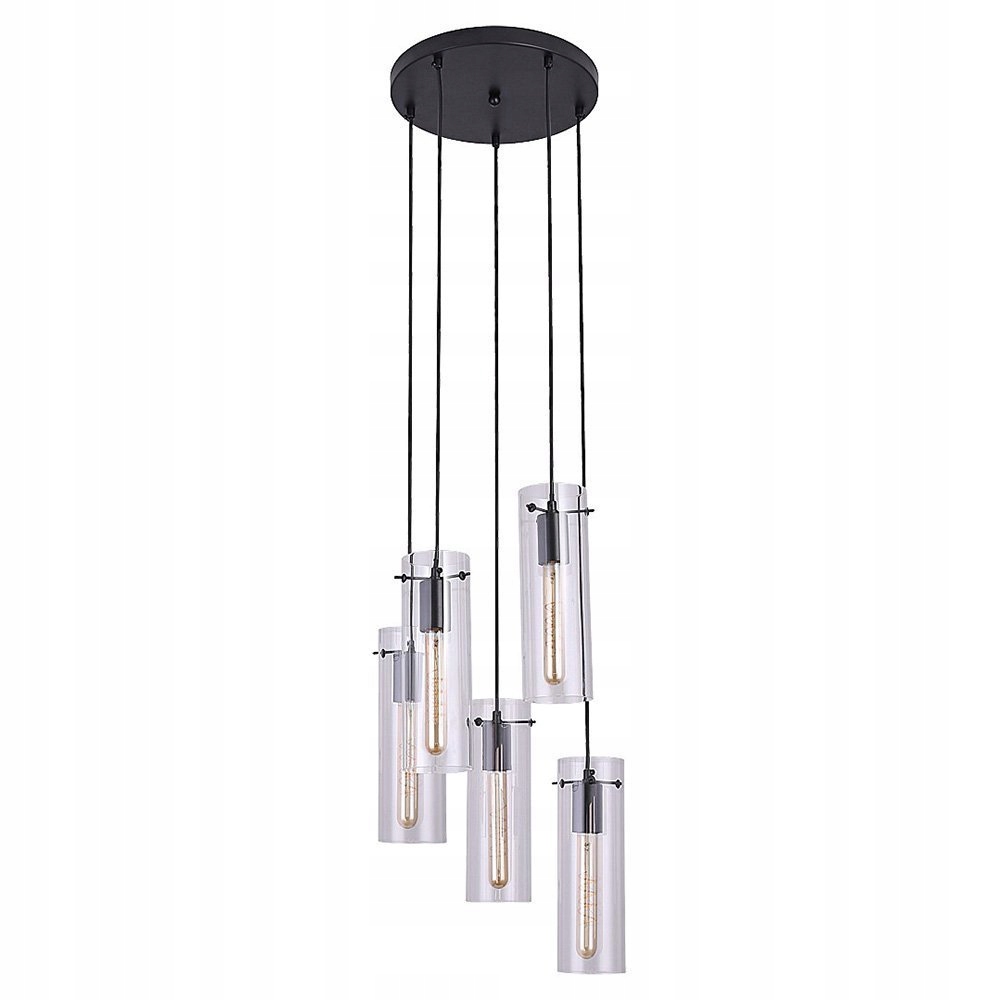 Päťbodová závesná lampa, sklenené trubice