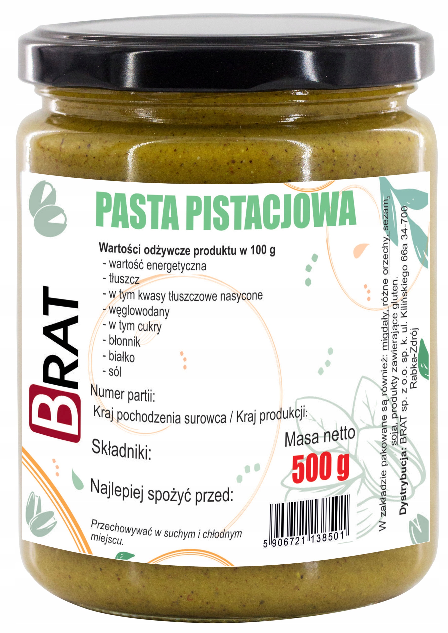 Levně Pistáciová Pasta 500 g Pistáciový krém