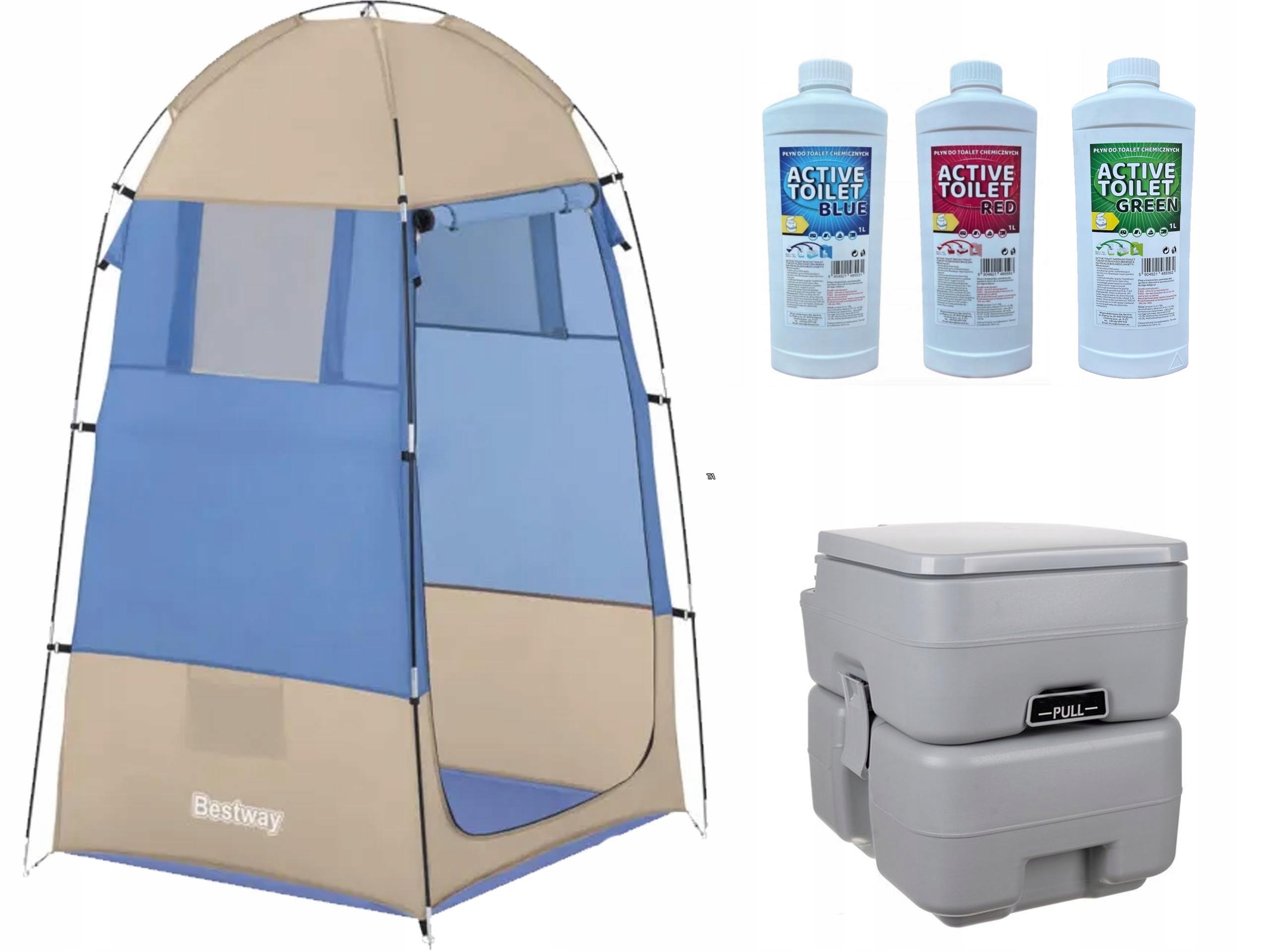 Turistická toaleta 33 l Wc tekutiny 3 l Stan Převlékárna Kamper Camping