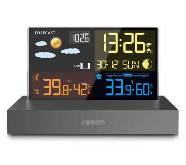 Stacja pogody Raven ESPOG10 Zegar Alarm Budzik Prognozowanie pogody