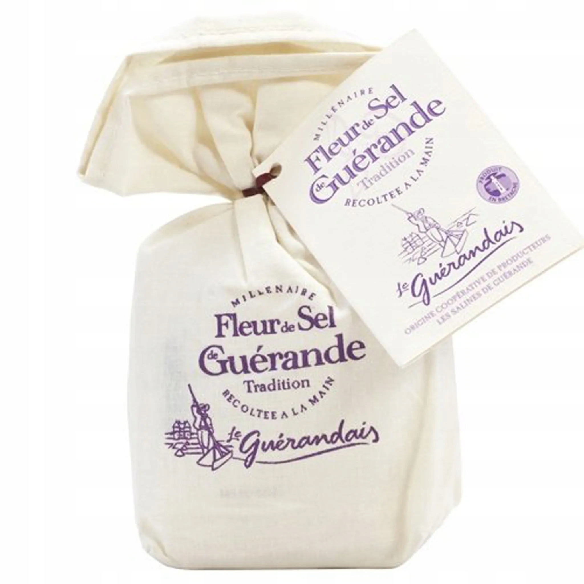 Fleur de Sel de Guerande 250g Mořská sůl Bretaň Lněný sáček Premium