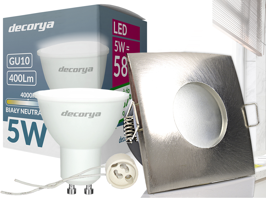 Oprawa HALOGENOWA OCZKO LED+GU10 6SZT Zasilanie sieciowe