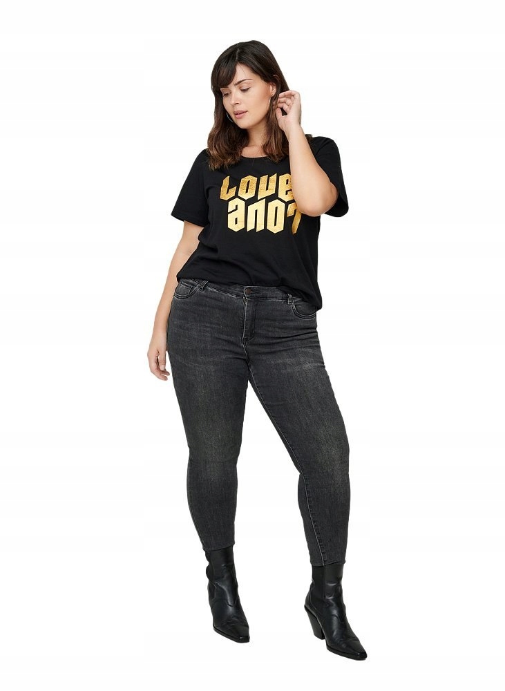 

Zizzi Bluzka T-shirt Napis Bawełna 039A 44