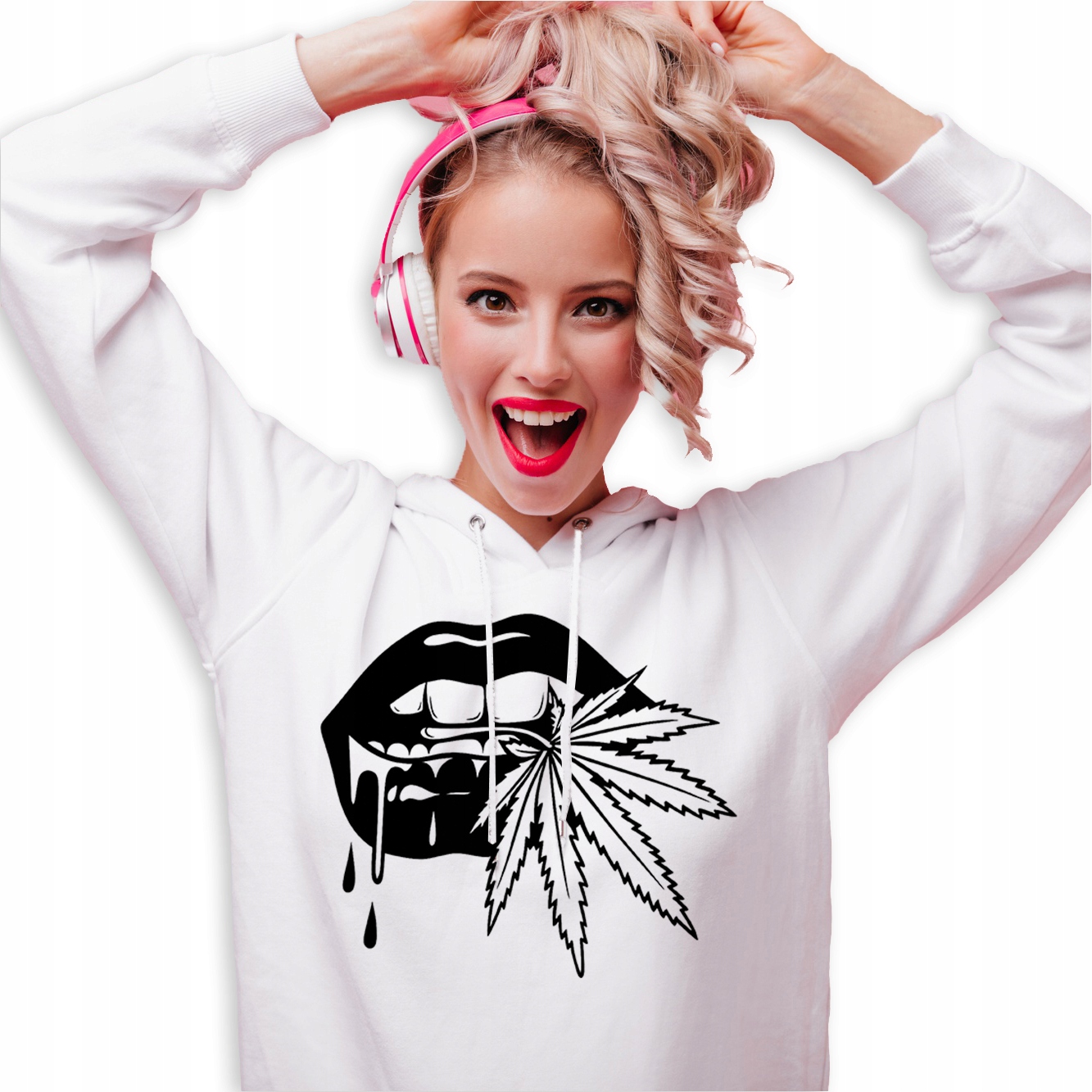 Mikina S Kapucí Hoodie Bílá Bavlněná jako Dárek Marih*ana Thc Lover M