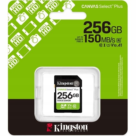 Kingston Canvas Select Plus Gen3 256GB Paměťová karta Sdxc SDS3/256GB 150MB