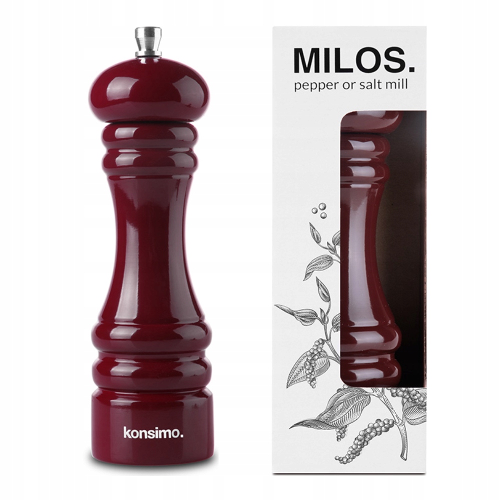MŁYNEK RĘCZNY do pieprzu i soli DREWNIANY KONSIMO