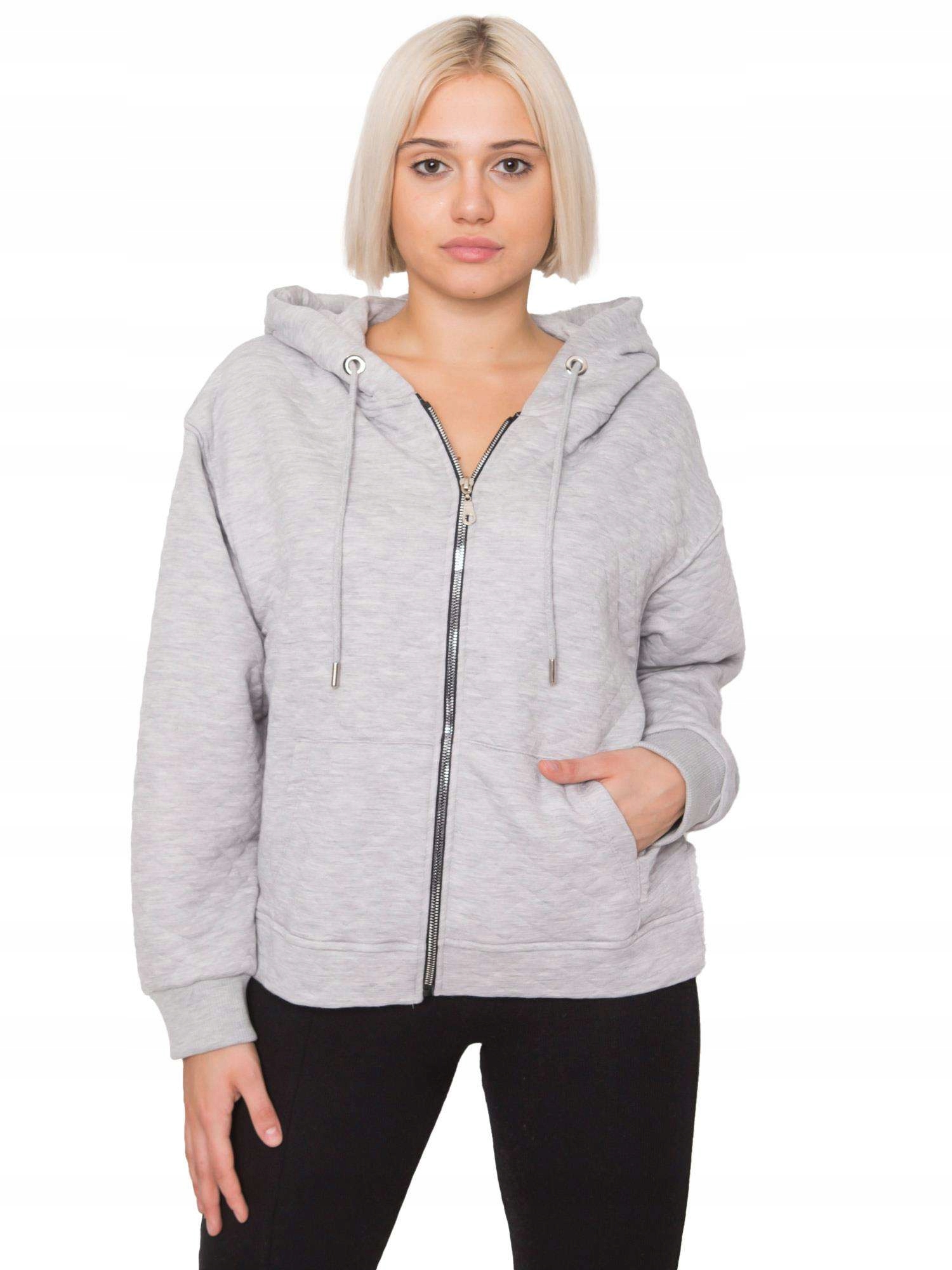 

Pikowana Bluza Damska na suwak z kapturem S/m