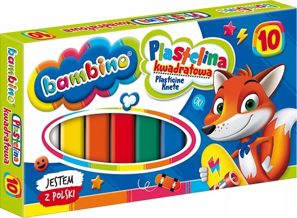 BAMBINO PLASTELINA SZKOLNA 10 KOL KWADRATOWA Marka Bambino