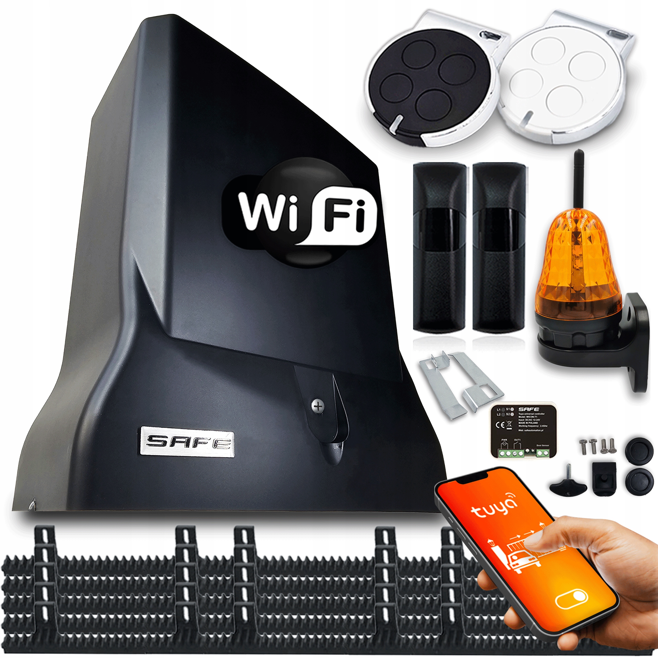 Set Pohon Posuvné Brány 800KG automat Wifi Tuya 2xpilot lampa lišta