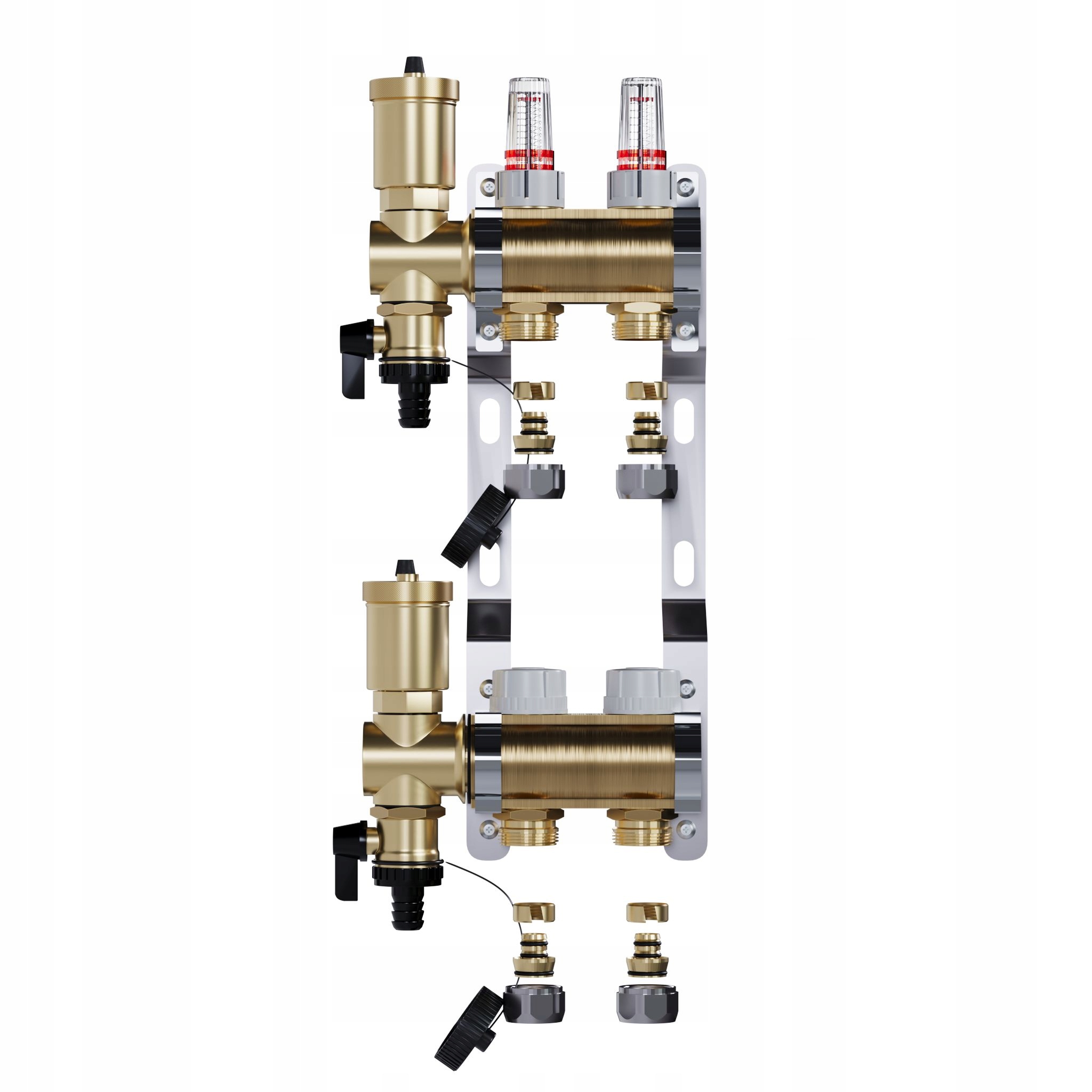 Rozdělovač pro podlahu 2 mosazné okruhy pro podlahové vytápění Pex