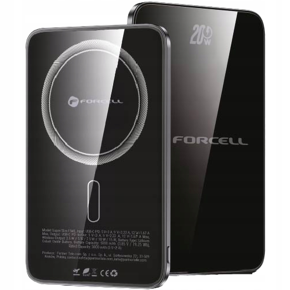 Indukční powerbanka pro MagSafe, tenká 5000 mAh, Forcell odolná, rychlá