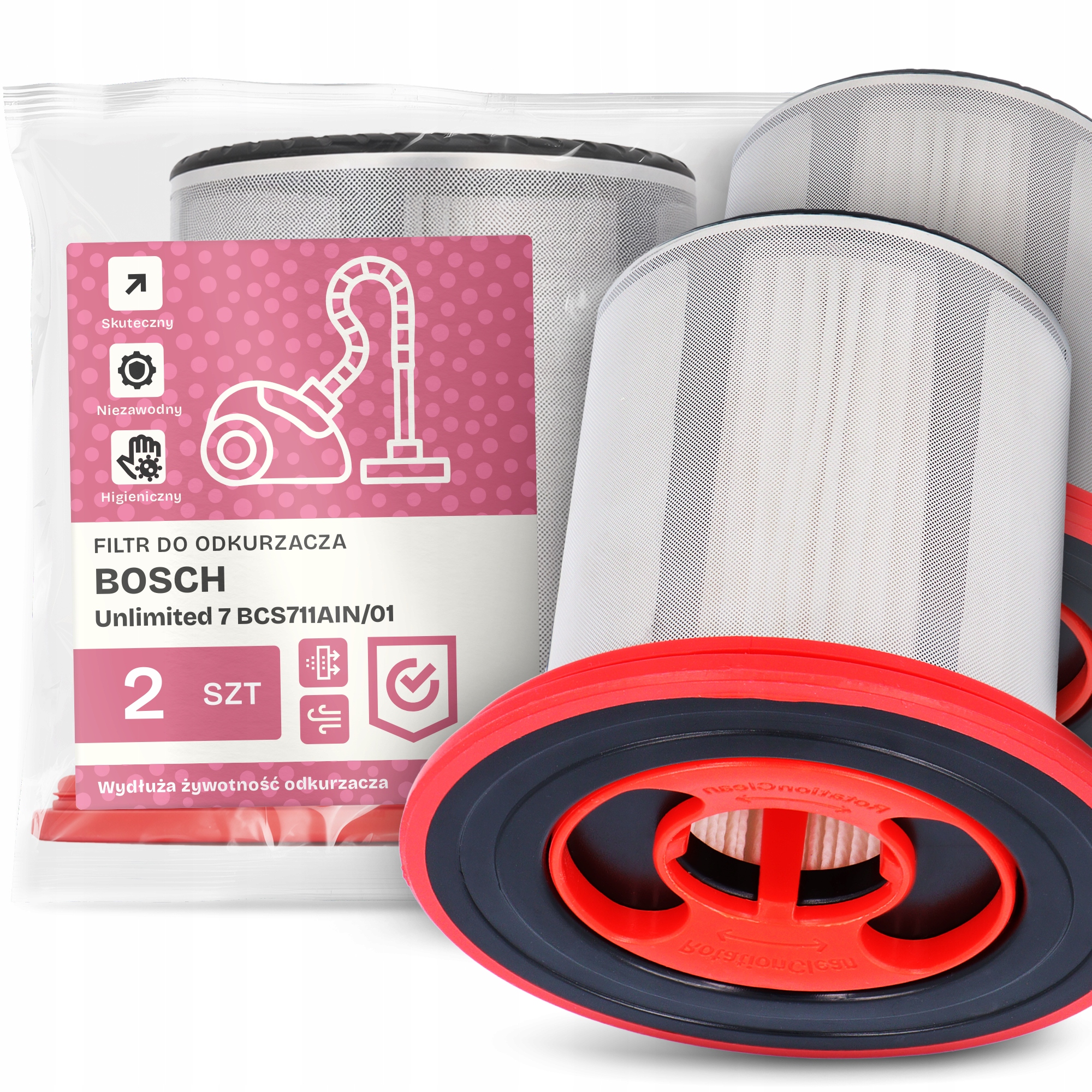 2x Vzduchový Filtr pro Vysavač Bosch Unlimited 7 BCS711AIN/01 Hepa Em-w