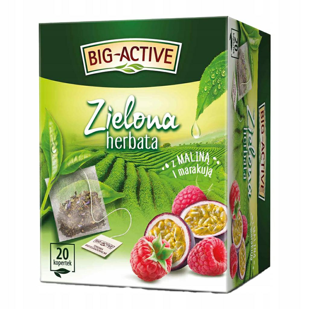 12 Sztuk Big-active Herbata Zielona 20TB Malina I Marakuja