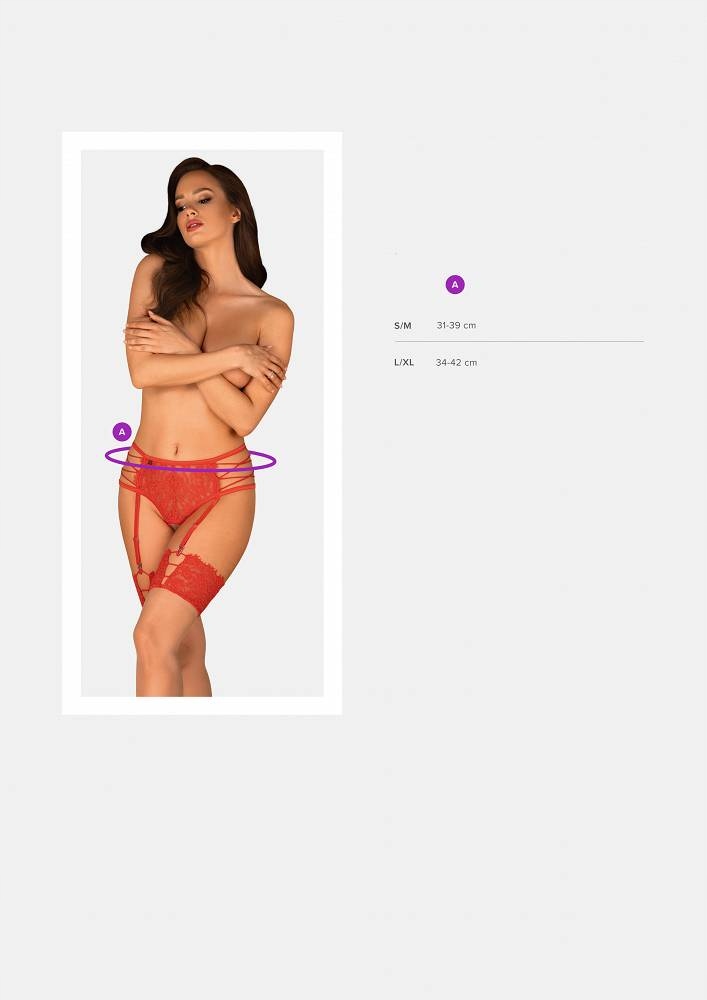 Pas do pończoch, koronka. L/XL Obsessive. Czerwona. Model Rediosa