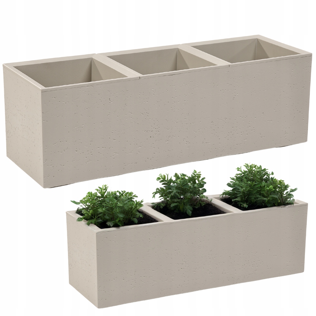 Doniczka na kółkach Karo Eco Recycled 90x30x30 Beżowa