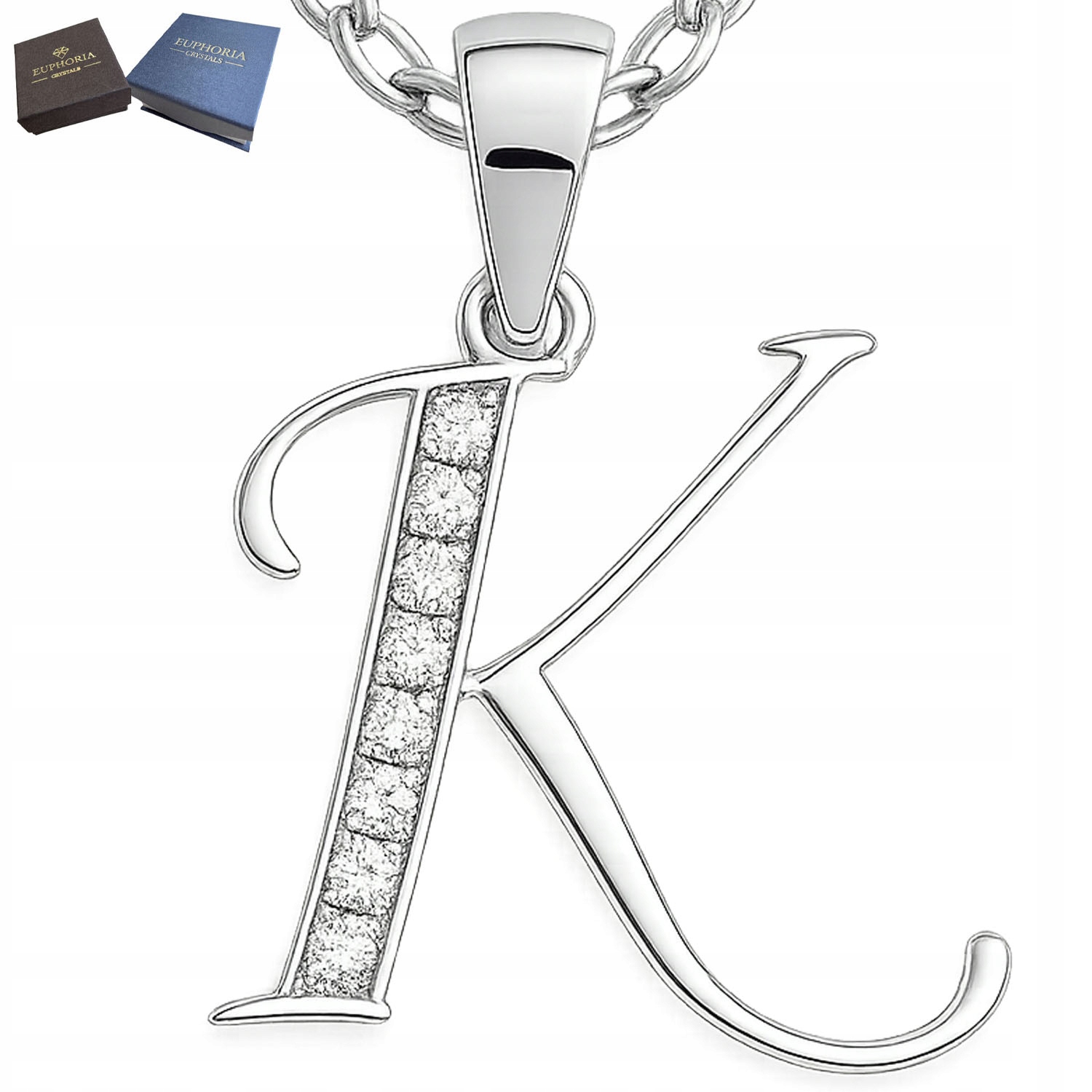 Stříbrný náhrdelník 925 Dárek pro maminku Celebrity s zirkony písmeno K