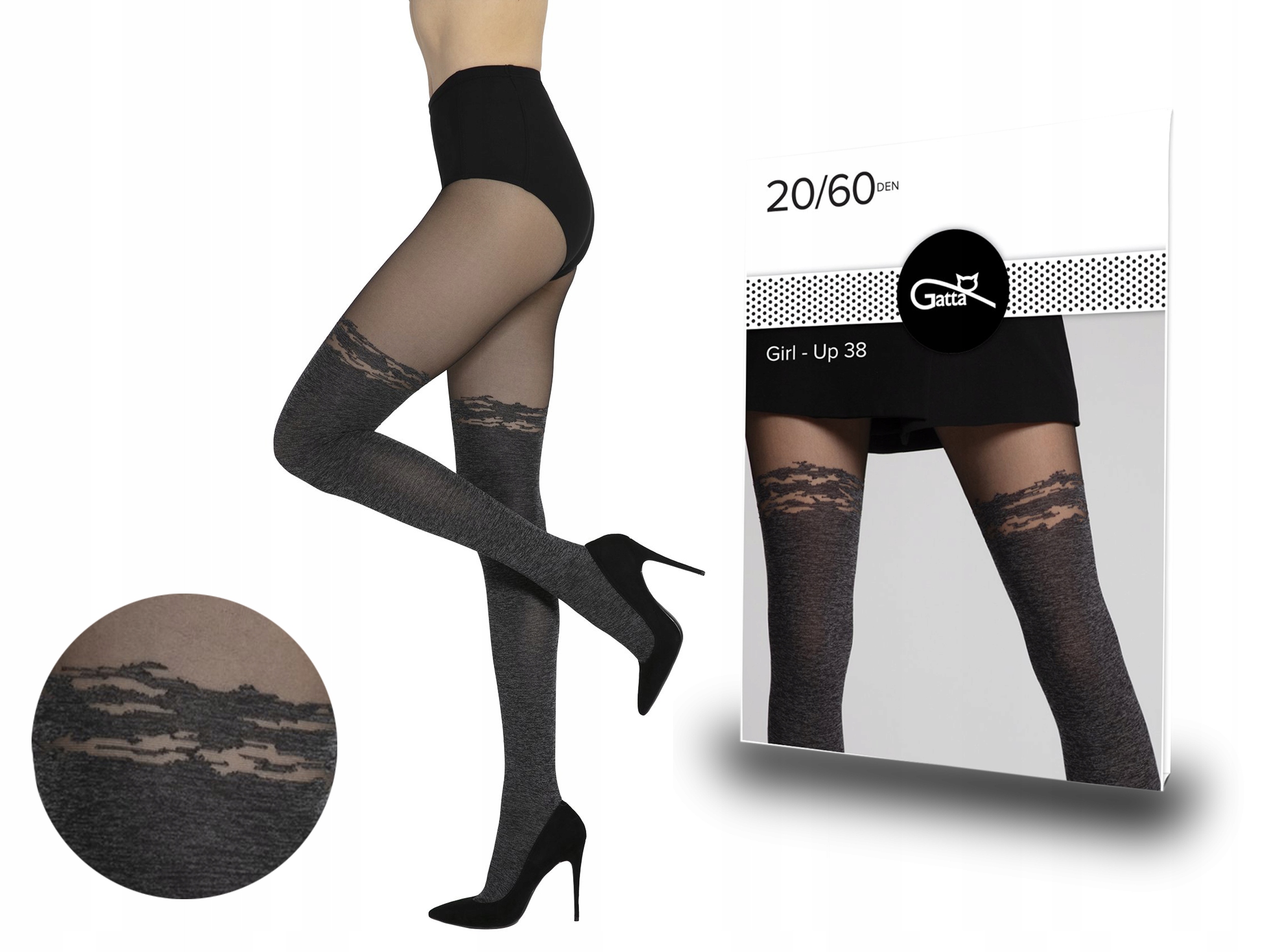 

Gatta wzorzyste rajstopy Girl-Up 38 Nero.Melan 2-S